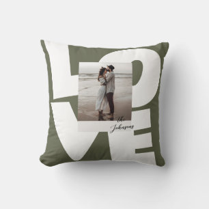 Groene Retro Vetgedrukte Liefdestypografie met Fot Kussen