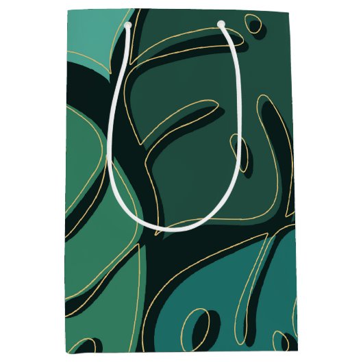 Groene reus monstera verlaat ontwerp medium cadeauzakje (Voorkant)