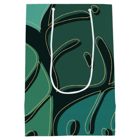 Groene reus monstera verlaat ontwerp medium cadeauzakje (Achterkant)