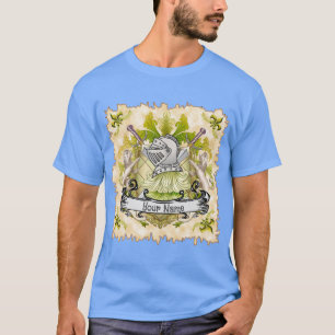 Groene Ridder Familie Crest Achternaam t-shirt