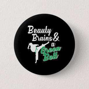 Groene Riem Taekwondo Martial Arts Grappig Judo Qu Ronde Button 5,7 Cm