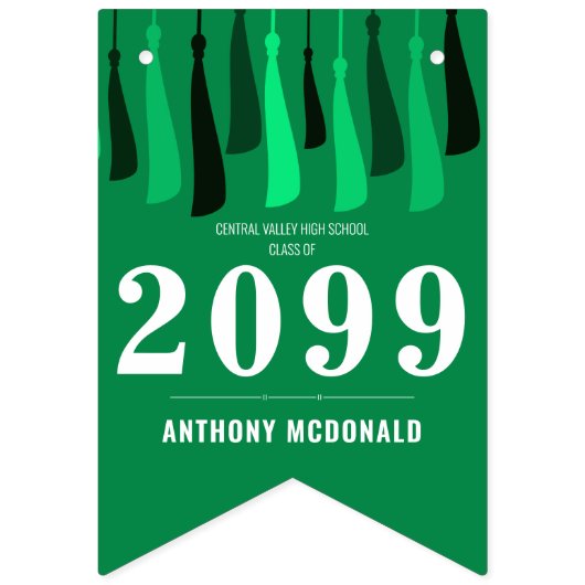 Groene rij Tassels Foto-Afstuderen Vlaggetjes (Eerste vlag)