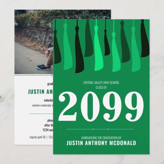 Groene rij van de Uitnodiging van het Afstuderen v (Voorkant / Achterkant)