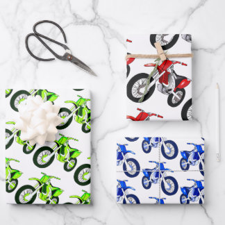 Groene, rode, blauwe, vuile motorfiets inpakpapier vel
