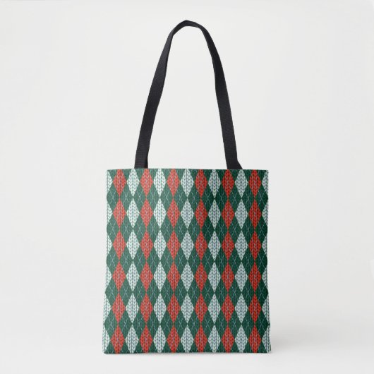 Groene & Rode Brei-Uitzicht All-Over-Print Tote Ta Bag (Voorkant)