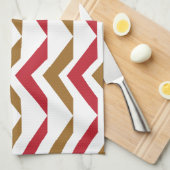 Groene rode Chevron Stripe Pattern Theedoek (Quarter Fold)