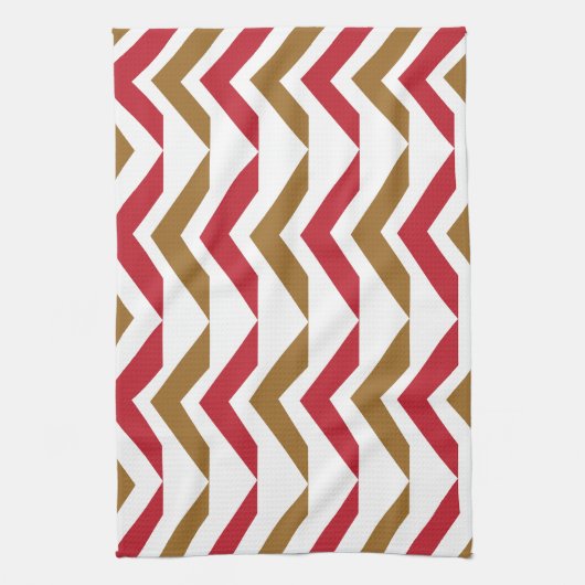 Groene rode Chevron Stripe Pattern Theedoek (Verticaal)