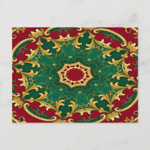 Groene Rode Decoratie Kerstvakantie Briefkaart