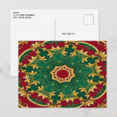 Groene rode decoratieve kerstvakantie briefkaart (Voorkant / Achterkant)