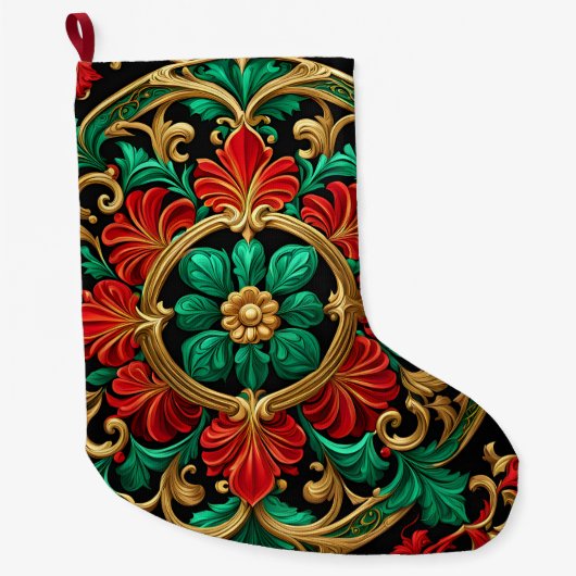Groene Rode Decoratieve Kerstvakantie Stocking Grote Kerstsok (Voorkant)