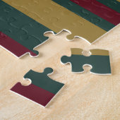 Groene rode en gouden kerst in stripte legpuzzel (Zijkant)