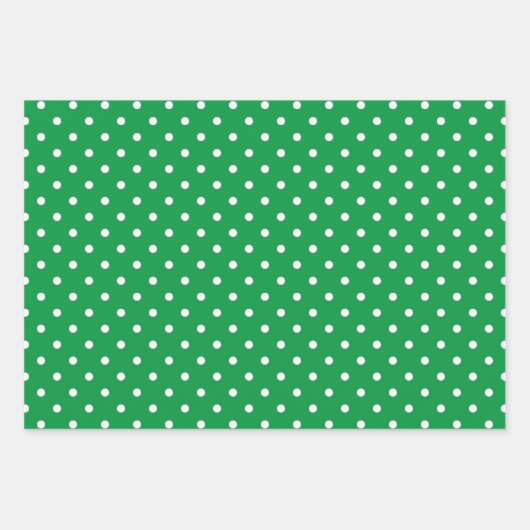 Groene rode en witte feestdag pokkendot inpakpapier vel (Voorkant 3)