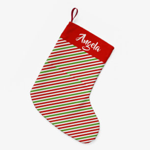 Groene, rode en witte strepen kleine kerstsok