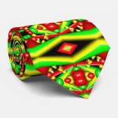 Groene Rode Gele Bellen En Strepen Abstracte Kunst Stropdas (Opgerold)