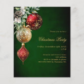 Groene rode gouden kerstballen Kerstfeest uitnodig (Voorkant)