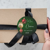 Groene rode gouden kerstballen klassieke kerst ronde sticker