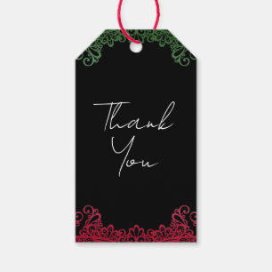 Groene & Rode Kant Elegante Fiesta Bruiloft  Cadeaulabel