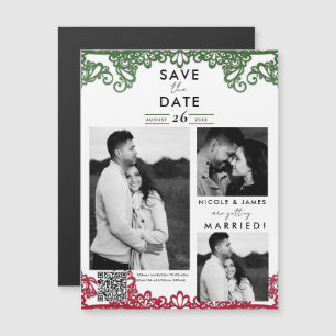 Groene & Rode Kantelen Bruiloft Save the Date
