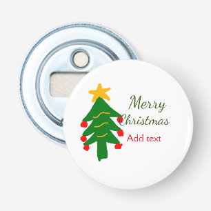 Groene rode kerstboom vrolijke kerst voeg naam toe button flesopener