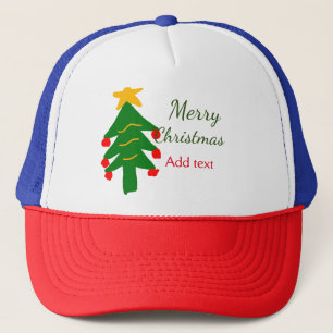 Groene rode kerstboom vrolijke kerst voeg naam toe trucker pet