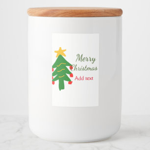 Groene rode kerstboom vrolijke kerst voeg naam toe voedselcontainer etiket