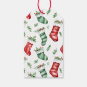 Groene rode kerstkousen cadeaulabel (Achterkant)