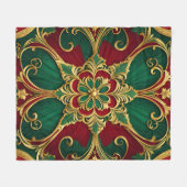 Groene Rode Kerstvakantie Fleece Deken (Voorkant (Horizontaal))