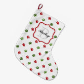 Groene rode persoonlijke kerstnaam grote kerstsok (Voorkant (Hangend))