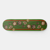 Groene rode roodklep  bloemen skateboard (Horizontaal)