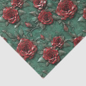 Groene Rode Rozen Bloemen Tissuepapier (Detail)