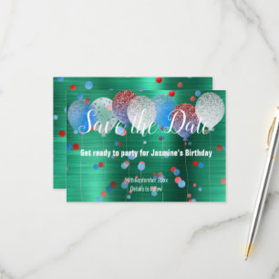 GROENE RODE SPOT BALLON RODE SAVE THE DATE RSVP KA KAARTJE