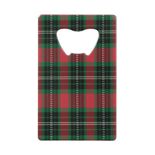 Groene & Rode Tartan Creditcard Flesopener Kredietkaart Flessenopener