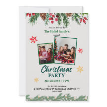 Groene & Rode Vintage Foto Familie Kerstfeest