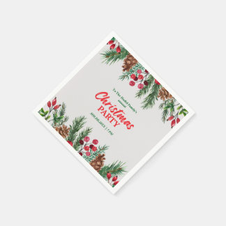 Groene & Rode Vintage Fotofamilie Kerstfeest Servet