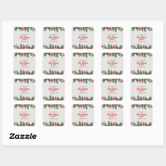 Groene & Rode Vintage Fotofamilie Kerstfeest Vierkante Sticker