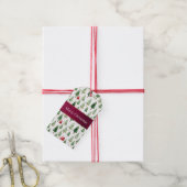 Groene rode vrolijke kerstbomen cadeaulabel (Met Touw)