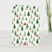 Groene rode vrolijke kerstbomen kaart (Achterkant)