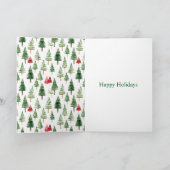 Groene rode vrolijke kerstbomen kaart (Binnen)