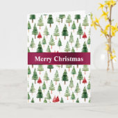 Groene rode vrolijke kerstbomen kaart (Gele Bloem)