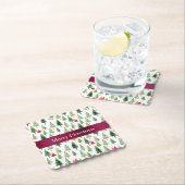 Groene rode vrolijke kerstbomen kartonnen onderzetters (Insitu)