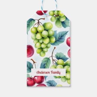 Groene rode vruchten patroon kersen druiven cadeaulabel