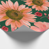 Groene Rode Waterverf Bloemen Cadeaupapier (Hoek)