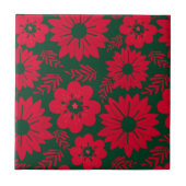 Groene Rode Waterverf Bloemen Tegeltje (Voorkant)