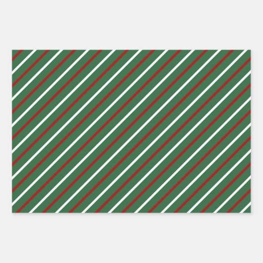 Groene rode witte kerststrepen inpakpapier vel (Voorkant 2)