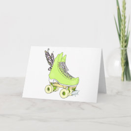 Groene Roller Schaats Fairy Verjaardag Wenskaart Bedankkaart