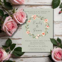 Groene, romantische roos krans bruiloft