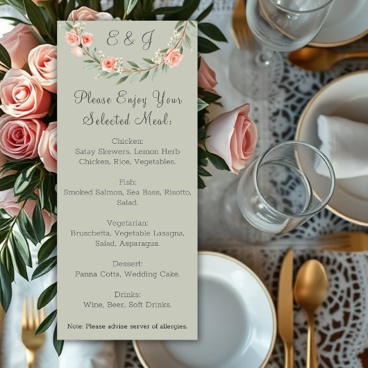 Groene, romantische roos krans menu