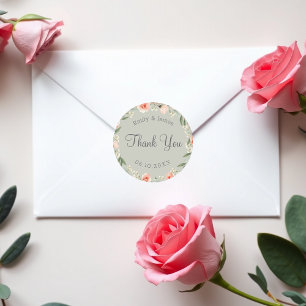 Groene, romantische roos krans ronde sticker