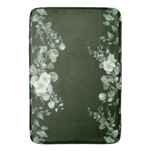 Groene ronde eucalyptusbladeren groen badmat (Voorkant Verticaal)