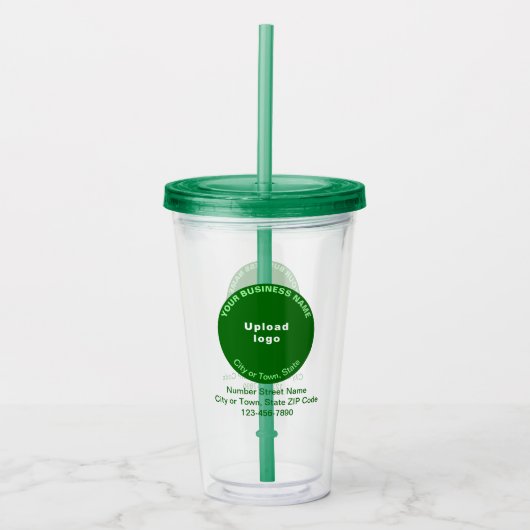 Groene Ronde Zakelijk Merk op Acryl Tumbler Acryl Drinkbeker (Voorkant)